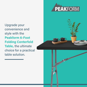 Plastic Development Group 6 Foot Indoor or Outdoor Folding Banquet Table, Black