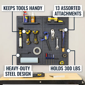 34" x 32" Pegboard | 13 Attachments