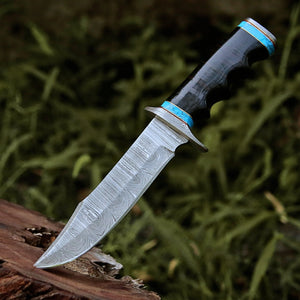 Phantom Hunting & Survival Bowie Knife with Stacked Leather Handle