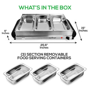 Nutrichef PKBFWM33 NutriChef Electric 3 Tray Buffet Server Hot Plate Food Warmer