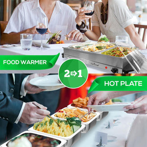 Nutrichef PKBFWM33 NutriChef Electric 3 Tray Buffet Server Hot Plate Food Warmer