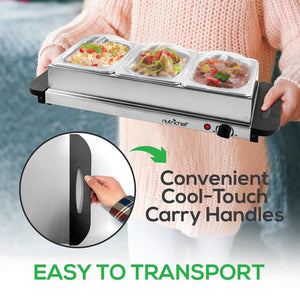 Nutrichef PKBFWM33 NutriChef Electric 3 Tray Buffet Server Hot Plate Food Warmer