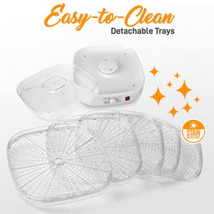 NutriChef PKFD06 Kitchen Countertop 5 Tray Rack Electric Food Dehydrator Machine