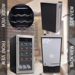 NutriChef Digital Electric 18 Bottle Thermoelectric Wine Chiller Cooler, Black