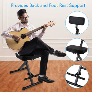 Pyle PKST70 Performer Chair Seat Portable Stool w/ Height Adjustable Foot Rest
