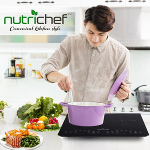NutriChef 1800W Dual Induction Digital Temp Double Burner Countertop Cooktop