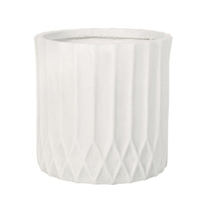Planter With Subtle Pleated Design - Antique White