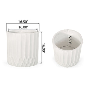 Planter With Subtle Pleated Design - Antique White