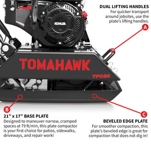 Vibratory Plate Compactor Tamper with Kohler Engine for Dirt Gravel Soil Compaction - TRAPSKI