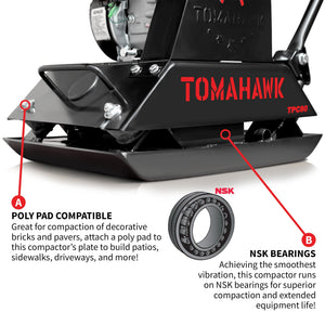 Vibratory Plate Compactor Tamper with Kohler Engine for Dirt Gravel Soil Compaction - TRAPSKI