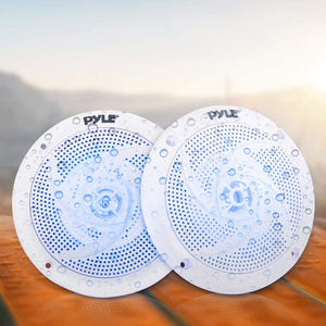 Pyle PLMRS53WL 5.25 Inch Waterproof Low Profile Marine Speakers, White (2 Pack)
