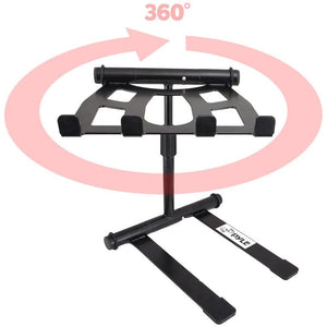 Pyle PLPTS55 Universal Adjustable Rotating DJ Laptop Stand with Travel Case