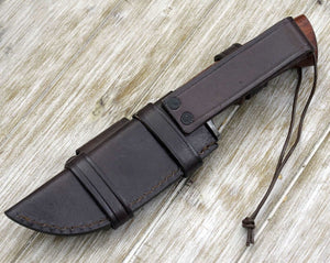 Polaris Damascus Hunting Knife with Exotic Red Heart Wood Handle