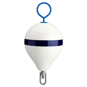 Polyform 13.5" CM Mooring Buoy w/Galvanized Iron - White Blue Stripe - TRAPSKI
