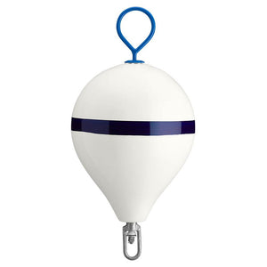 Polyform 17" CM Mooring Buoy w/Galvanized Iron - White Blue Stripe - TRAPSKI