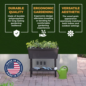 Polymer Outdoor Products 14.5" L x 32.25" W x 31.12" H Raised Garden Bed, Brown