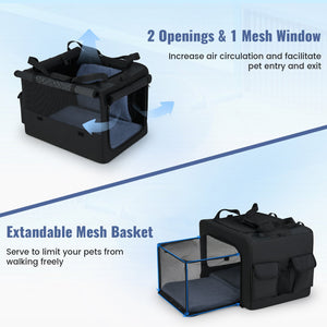 Portable Foldable Pet Carrying Bag with 2 Openings and Comfy Cushion