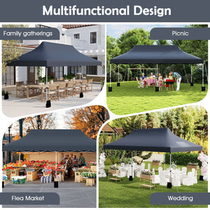 10 X 20 FT Pop up Canopy Tent Foldable Portable Outdoor Gazebo with Carry Bag-Blue