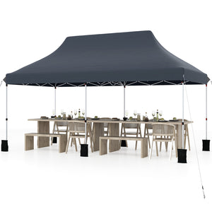 10 X 20 FT Pop up Canopy Tent Foldable Portable Outdoor Gazebo with Carry Bag-Blue