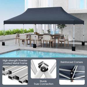 10 X 20 FT Pop up Canopy Tent Foldable Portable Outdoor Gazebo with Carry Bag-Blue
