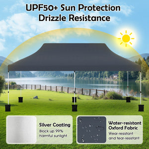 10 X 20 FT Pop up Canopy Tent Foldable Portable Outdoor Gazebo with Carry Bag-Blue