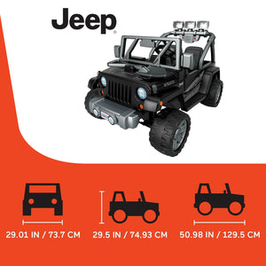 Power Wheels Jeep Wrangler Willys 2 Seater Toddler Kids Ride On Car SUV, Black