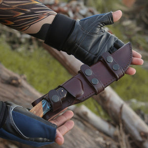 PrimalEdge Damascus Gut Hook Knife with Exotic Wenge Wood and Turquoise Handle