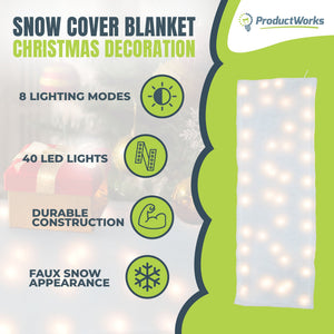 ProductWorks Pre-Lit Snow Cover Blanket 8 Function Holiday Decoration, 48" x 15" - TRAPSKI