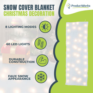 ProductWorks Pre-Lit Snow Cover Blanket 8 Function Holiday Decoration, 60" x 15" - TRAPSKI