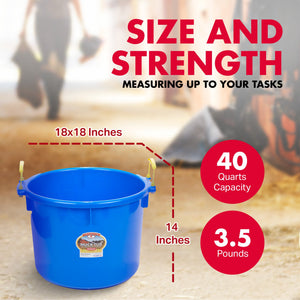 Little Giant 40 Quart Durable and Versatile Utility Muck Tub w/Handles, Blue - TRAPSKI
