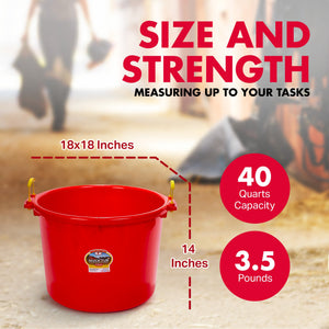 Little Giant 40 Quart Durable and Versatile Utility Muck Tub w/Handles, Red - TRAPSKI