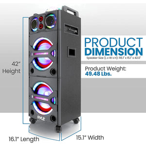 Pyle PSUFM1043BT Portable Bluetooth Speaker System with Flashing Party Lights