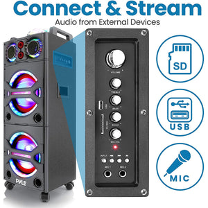 Pyle PSUFM1043BT Portable Bluetooth Speaker System with Flashing Party Lights