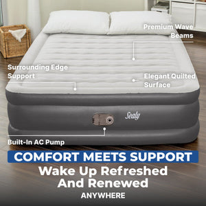 Sealy Tritech Queen Sized 20" Air Mattress Bed 2 Person w/Built-In AC Pump & Bag