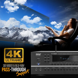 Pyle PT796BT Wireless Streaming Home Theater Receiver with 4K Ultra Support