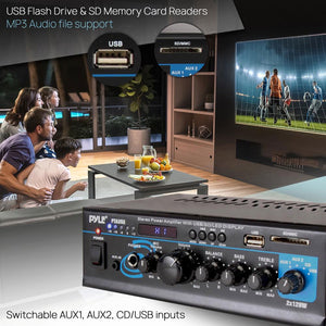 Pyle PTAU55 Bluetooth Home Audio 2 x 120 Watt 2 Channel Power Amplifier Receiver