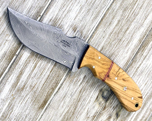 Puma Damascus Steel Hunting Knife Olive Wood Handle & Sheath