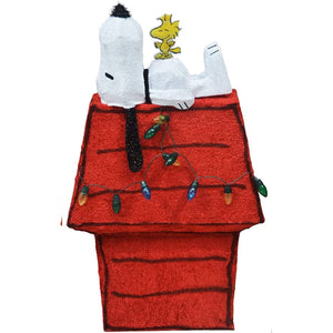 ProductWorks Peanuts 32" Snoopy & Woodstock Doghouse Prelit Christmas Yard