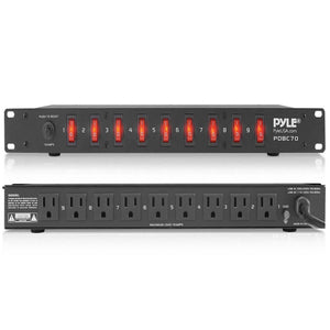 Pyle PDBC70 15 Amp Rack Mountable 9 Outlet Power Strip Surge Protector (2 Pack)