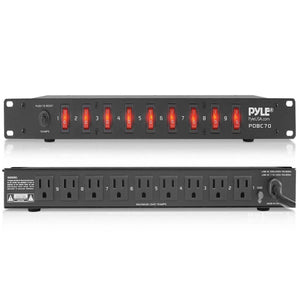 Pyle PDBC70 15 Amp Rack Mountable 9 Outlet Power Strip Surge Protector (2 Pack)