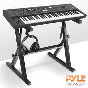 Pyle PKST38.5 Heavy Duty Adjustable Folding Z Style Piano Keyboard Stand, Black - TRAPSKI