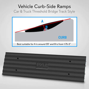 Pyle Car/Truck Rubber Curbside Driveway Ramp Threshold Bridge Track (4 Pack)