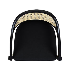 Pyrla 26" Upholstered Counter Stool with Curved Cane Back and Wood Legs