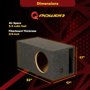 QPower 15" Heavy Duty Single Vented Extra Large Vehicle Subwoofer Enclosure Box