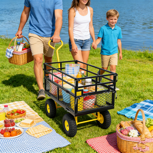 Outdoor Wagon Cart with Metal Frame - Green