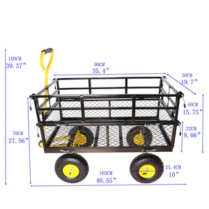 Outdoor Wagon Cart with Metal Frame - Green