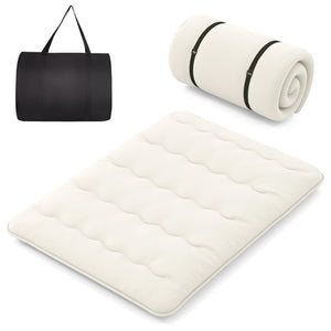 Queen/King/Twin/Full Futon Mattress Floor Sleeping Pad with Washable Cover Beige