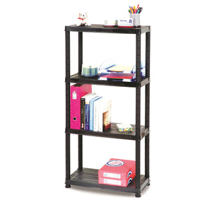 Ram Quality Products Primo 12 inch 4-Tier Plastic Storage Shelves, Black