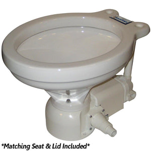 Raritan Sea Era Electric Toilet - Household Style - Integral Pump - Straight 90 Discharge - 12v - TRAPSKI