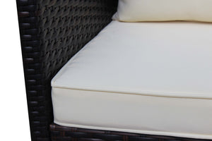 3-Piece Wicker Rattan Sectional Sofa Outdoor Furniture Set with Cushions - Brown/Beige